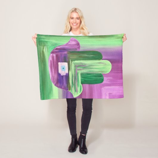 Abstracte Hamsa Fleece Deken (In situ)