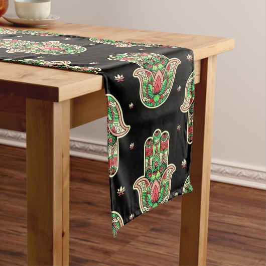 Abstracte Hamsa Lotus Flower Yoga Thed Pattern Lange Tafelloper (Voorbeeld)