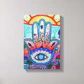 Abstracte Hamsa Tree of Life Eye Canvas Afdruk (Voorkant)