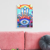 Abstracte Hamsa Tree of Life Eye Canvas Afdruk (Insitu (Woonkamer))
