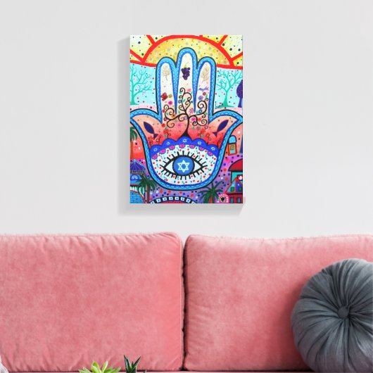 Abstracte Hamsa Tree of Life Eye Canvas Afdruk (Insitu (Woonkamer))