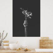 abstracte hand die bloemen vasthoudt Fine Line Art Poster (Keuken)