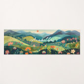 Abstracte Hand Drawing Mountains Bloemenmeditatie Yogamat (Voorkant (horizontaal))