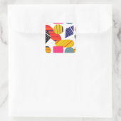 Abstracte hand getekend, stijlvol patroon. vierkante sticker (Tas)