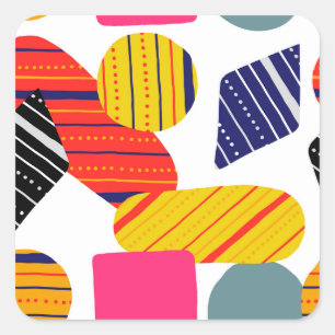Abstracte hand getekend, stijlvol patroon. vierkante sticker
