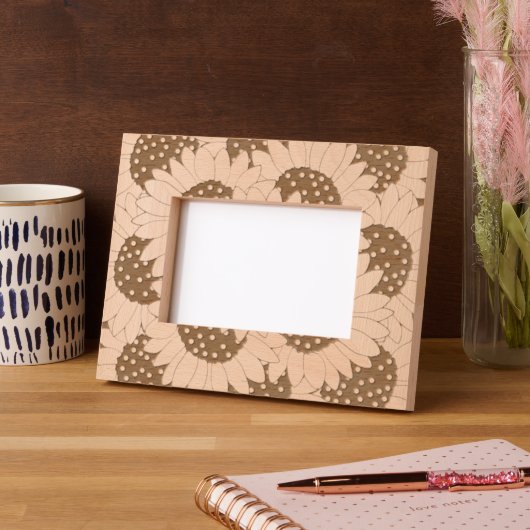 Abstracte hand getrokken zonnebloempatroon gegraveerde lijstjes (Links)