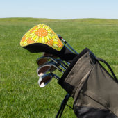 Abstracte hand getrokken zonnebloempatroon golfheadcover (Insitu)