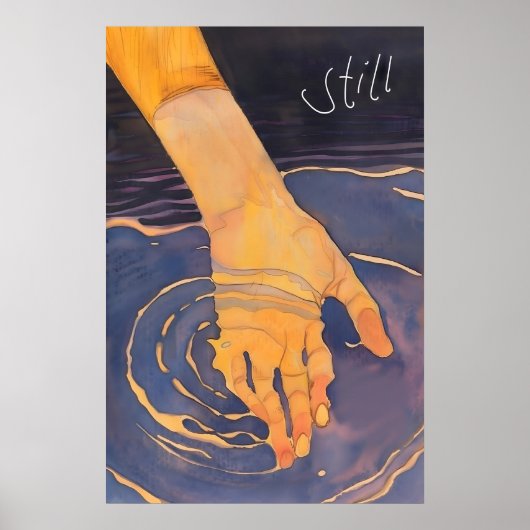 Abstracte hand water kunstprint kalmerende rimpel  poster (Voorkant)