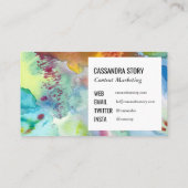 Abstracte handbeschilderde waterverf spetters visitekaartje (Achterkant)