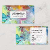 Abstracte handbeschilderde waterverf spetters visitekaartje (Voorkant / Achterkant)