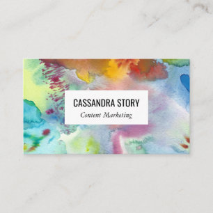 Abstracte handbeschilderde waterverf spetters visitekaartje