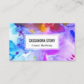 Abstracte handbeschilderde waterverf spetters visitekaartje (Voorkant)