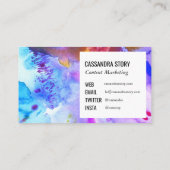 Abstracte handbeschilderde waterverf spetters visitekaartje (Achterkant)