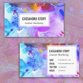 Abstracte handbeschilderde waterverf spetters visitekaartje