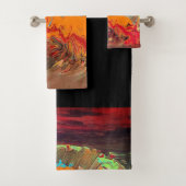 Abstracte handdoekset "Oranje barst" zwart Bad Handdoek (Insitu)