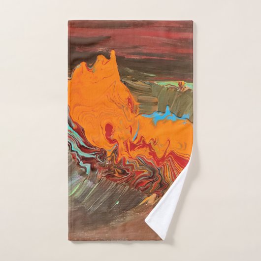 Abstracte handdoekset "Oranje barst" zwart Bad Handdoek (Handdoek)