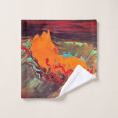 Abstracte handdoekset "Oranje barst" zwart Bad Handdoek (Wasdoekje)