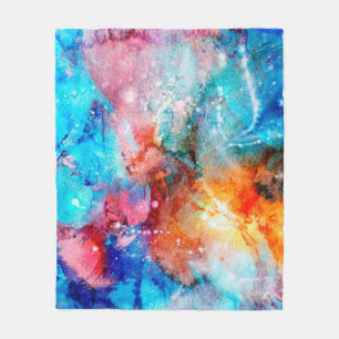 Abstracte handgemaakte textuur. Marbling blue en o Fleece Deken