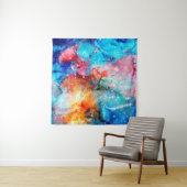 Abstracte handgemaakte textuur. Marbling blue en o Wandkleed (In Situ (horizontaal))
