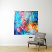 Abstracte handgemaakte textuur. Marbling blue en o Wandkleed (In situ)