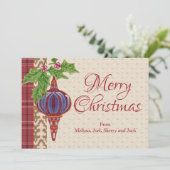 Abstracte handgeschilderde kerstversiering feestdagenkaart (Staand voorkant)