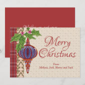 Abstracte handgeschilderde kerstversiering feestdagenkaart (Voorkant / Achterkant)