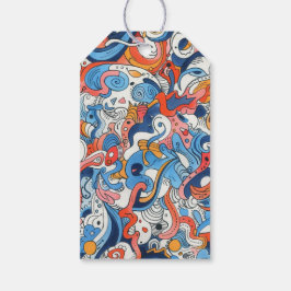 Abstracte handgetekende doedels cadeaulabel