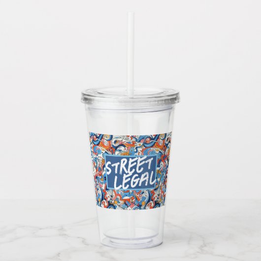 Abstracte handgetekende doodles acryl drinkbeker (Voorkant)