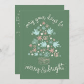 Abstracte handgetekende pastels grillige kerst feestdagenkaart (Voorkant / Achterkant)