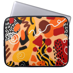 Abstracte handtekening Geometrische vormen penseel Laptop Sleeve