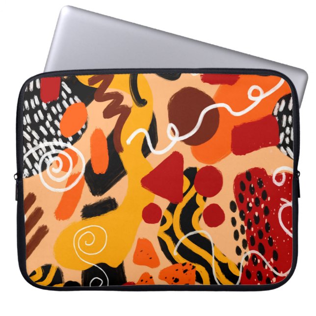 Abstracte handtekening Geometrische vormen penseel Laptop Sleeve (Voorkant)
