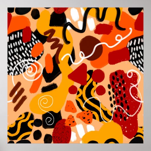 Abstracte handtekening Geometrische vormen penseel Poster (Voorkant)