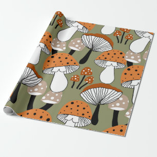 Abstracte handtekening kleurrijke paddenstoelen he cadeaupapier