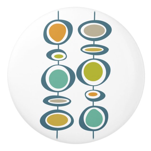 Abstracte hangende cirkels midden eeuw modern keramische knop (Voorkant)