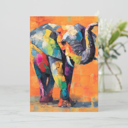 Abstracte Happy Rainbow Elephant Aankondiging (Staand voorkant)