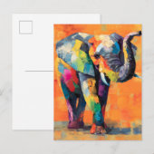 Abstracte Happy Rainbow Elephant Aankondigingskaart (Voorkant / Achterkant)