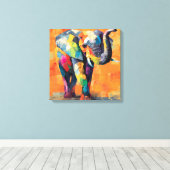 Abstracte Happy Rainbow Elephant Canvas Afdruk (Insitu (Houten vloer))