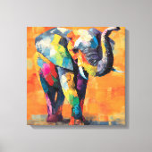 Abstracte Happy Rainbow Elephant Canvas Afdruk (Voorkant)