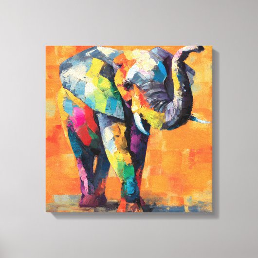 Abstracte Happy Rainbow Elephant Canvas Afdruk (Voorkant)