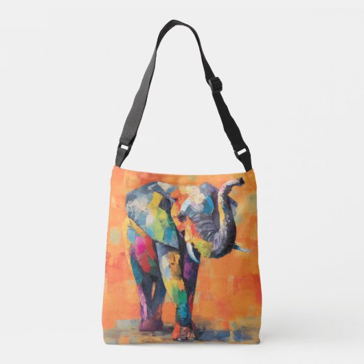 Abstracte Happy Rainbow Elephant Crossbody Tas (Achterkant)