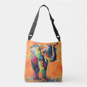 Abstracte Happy Rainbow Elephant Crossbody Tas (Voorkant)
