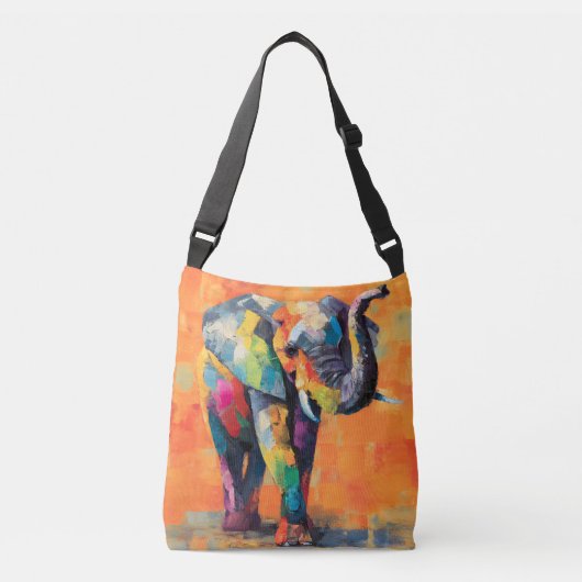 Abstracte Happy Rainbow Elephant Crossbody Tas (Voorkant)