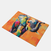 Abstracte Happy Rainbow Elephant Deurmat (Schuin)