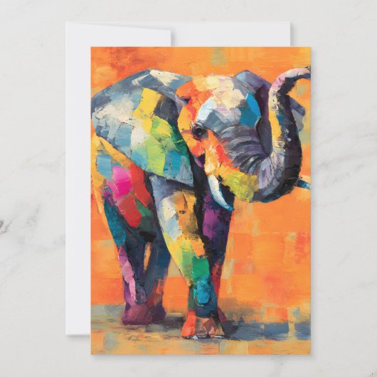 Abstracte Happy Rainbow Elephant Feestdagenkaart (Voorkant)