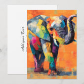 Abstracte Happy Rainbow Elephant Feestdagenkaart (Voorkant / Achterkant)