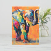 Abstracte Happy Rainbow Elephant Feestdagenkaart (Staand voorkant)