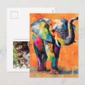 Abstracte Happy Rainbow Elephant Feestdagenkaart (Voorkant / Achterkant)