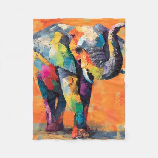 Abstracte Happy Rainbow Elephant Fleece Deken (Voorkant)
