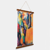 Abstracte Happy Rainbow Elephant Hangend Wandkleed (Gebogen)