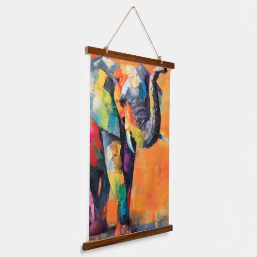 Abstracte Happy Rainbow Elephant Hangend Wandkleed (Gebogen)